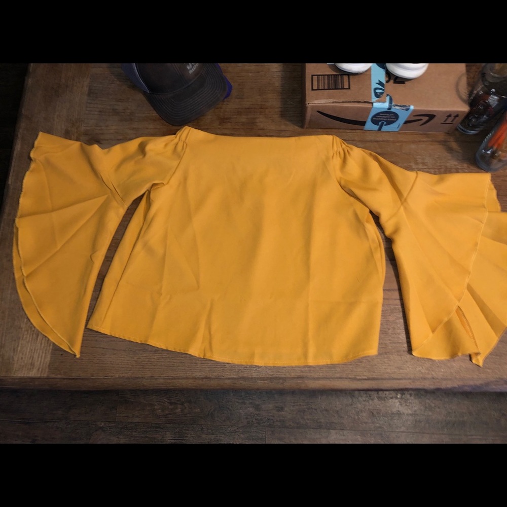 off the shoulder yellow top